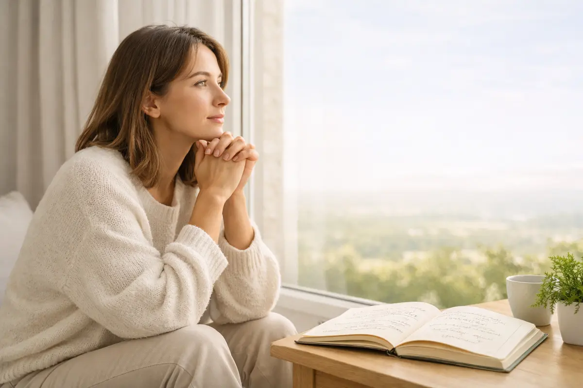 Pessoa em postura de escavação interior, representando a busca pela origem dos padrões financeiros